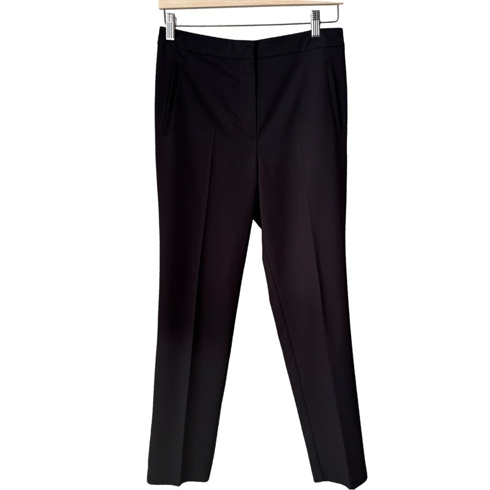 TOPSHOP Flat Front High Waist Stretch Dress Pants Black Ankle Cropped Size 6